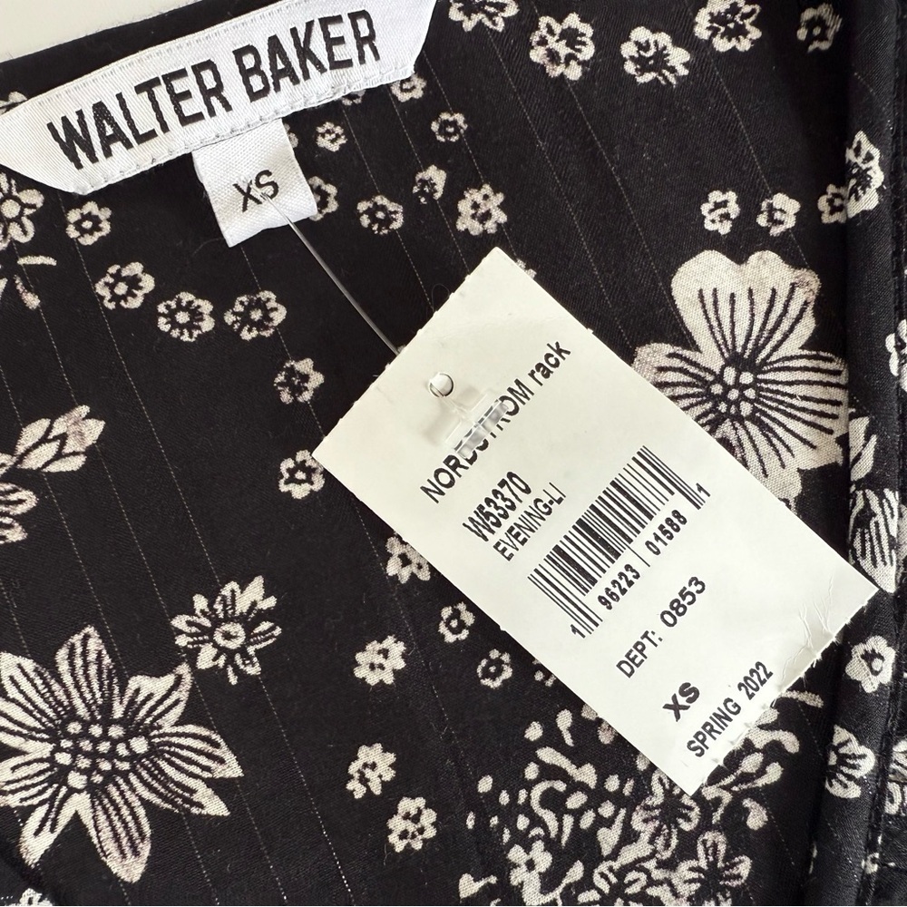 WALTER BAKER Pena Top Short Sleeve Black White Floral XS NEW. 1122 - Picture 3 of 4